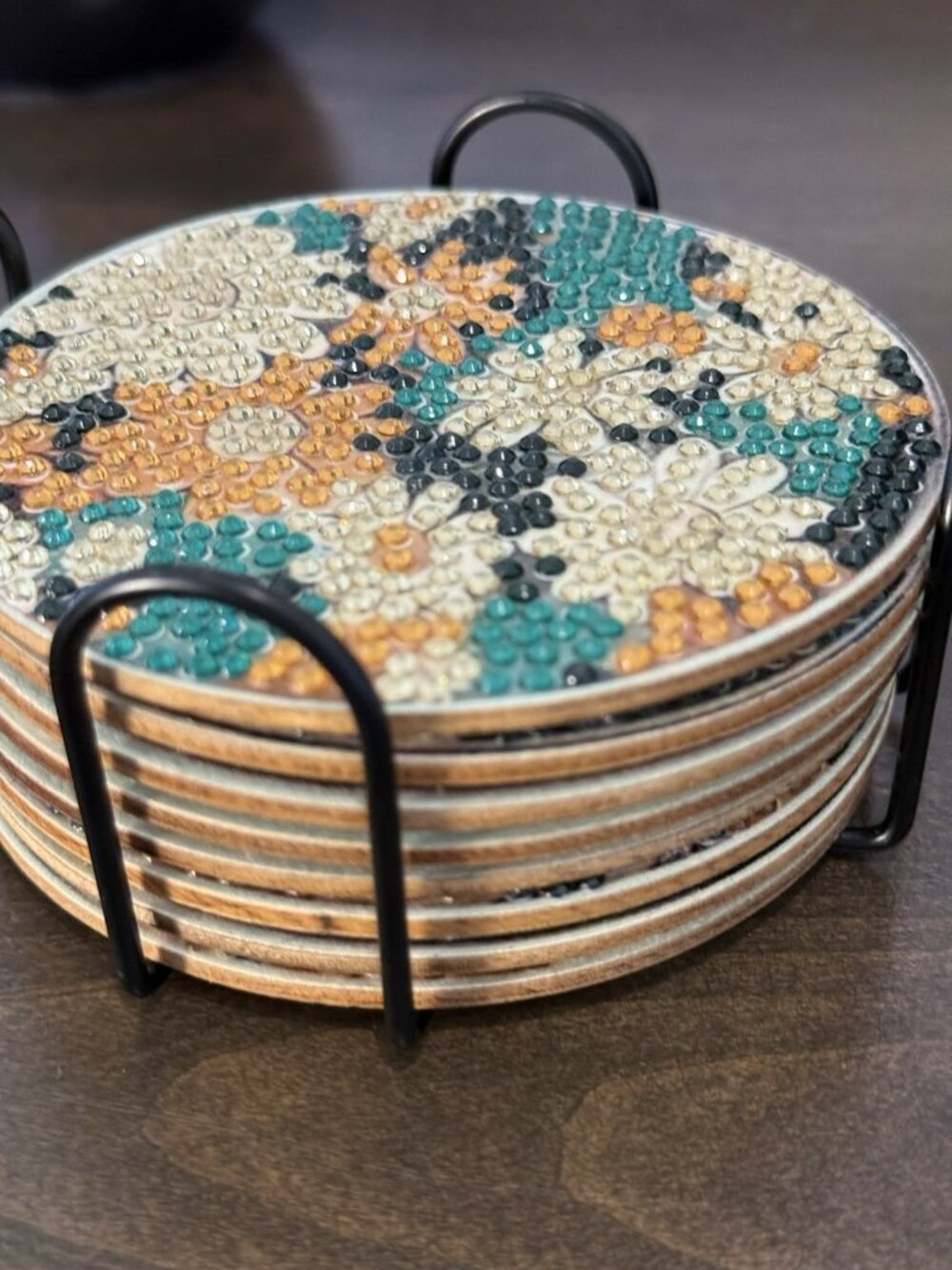 Diamond Art Floral Drink Coasters Art Deco Set of 8